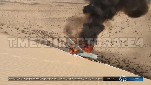 “داعش” ينشر صورا لتحطم مسيرة مصرية في سيناء