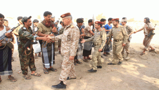 قيادة الدفاع والاركان تواصل زيارات المعايدة للمقاتلين في جبهات الساحل الغربي