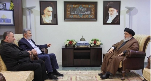 السيد نصر الله يبحث مع النخالة والعاروري التطورات في غزة وجنوب لبنان