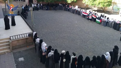 وقفات لمدارس مدينة المحويت تنديداً بجرائم العدو السعودي ومباركة انتصارات القوات المسلحة