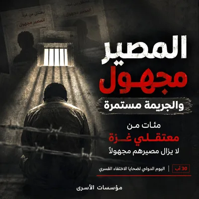 "مؤسسات الأسرى": العدو الصهيوني يواصل جريمة الإخفاء القسري بحقّ المئات من معتقلي غزة
