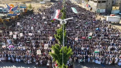 عمران.. مسيرات جماهيرية ثباتا مع فلسطين واستنفارا في مواجهة العدوان السعودي